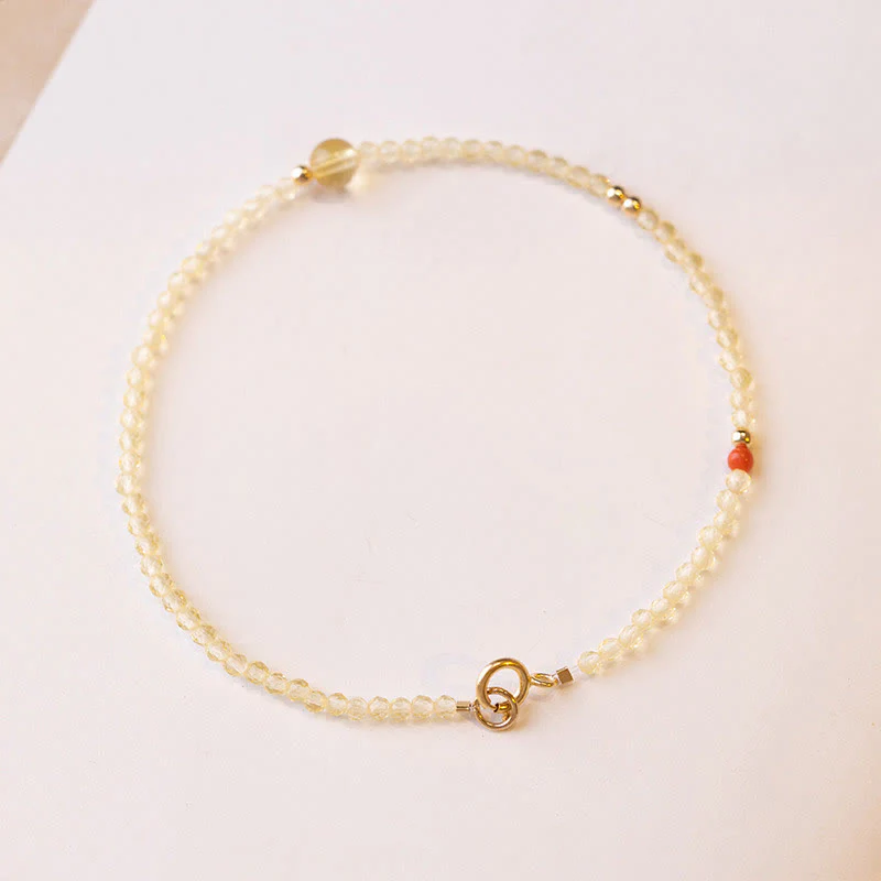 Braccialetto di protezione con perline di rame placcate in oro 14K e citrino ultrasottile da 2 mm Buddha Stones - Image 2