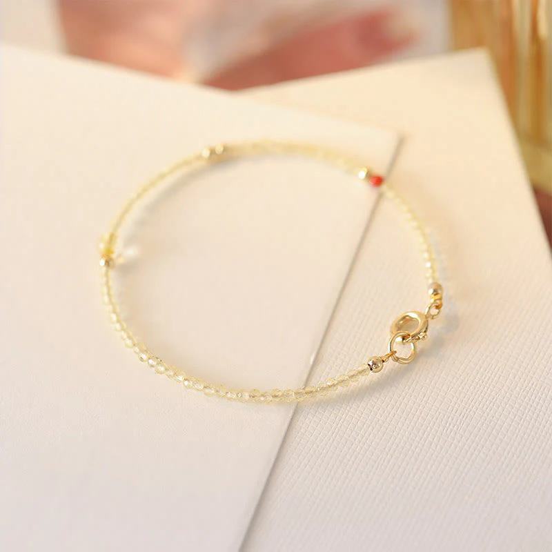 Braccialetto di protezione con perline di rame placcate in oro 14K e citrino ultrasottile da 2 mm Buddha Stones - Image 8