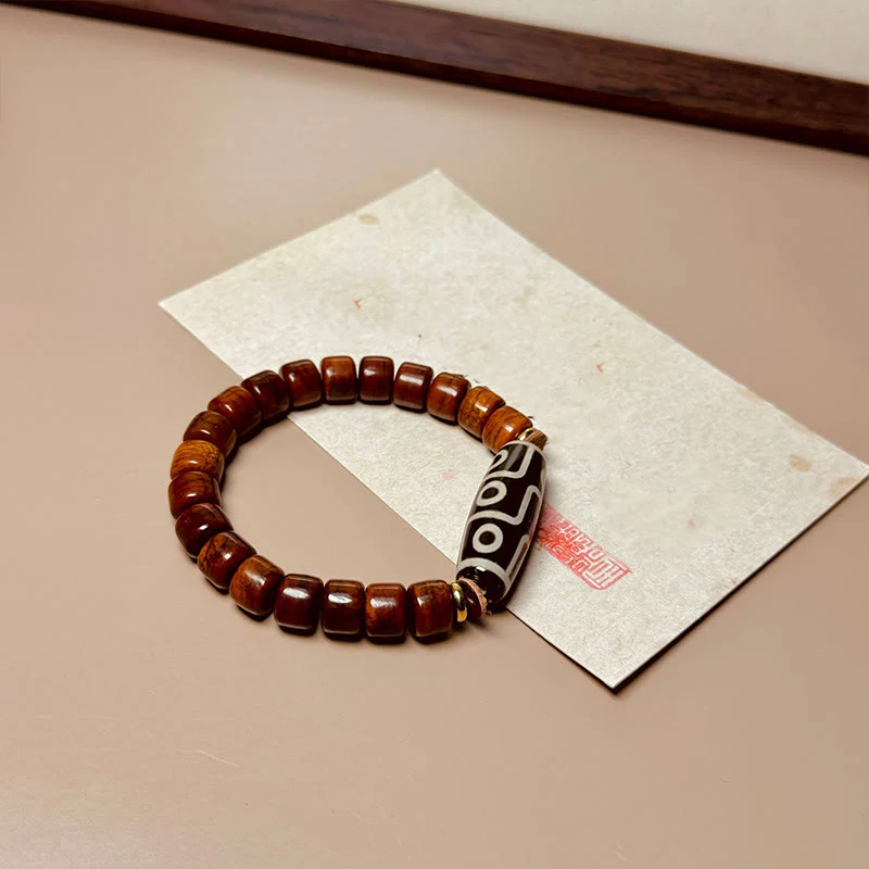 Braccialetto di protezione con perline di osso tibetane e Buddha Stones, perline Dzi a nove occhi - Image 5