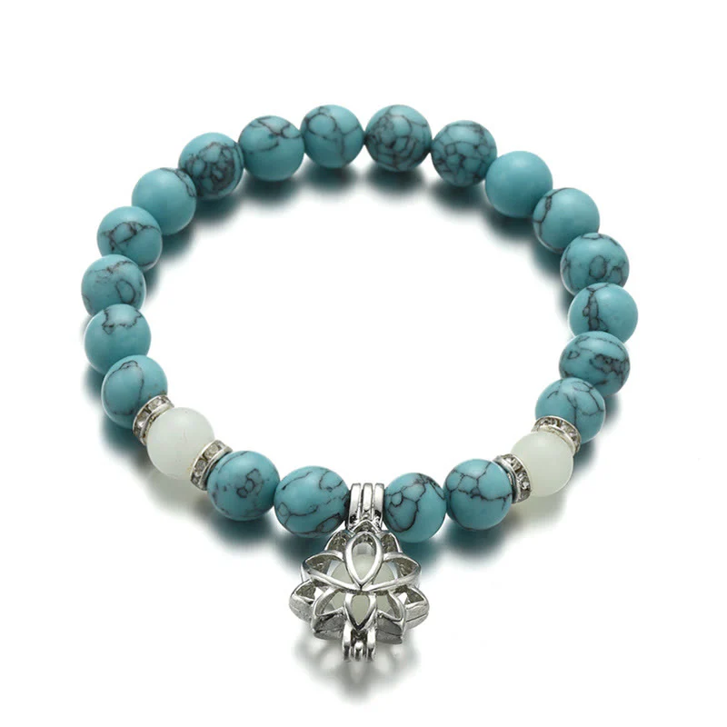 Braccialetto di protezione con perline luminose in pietra luminosa turchese tibetano Buddha Stones - Image 11