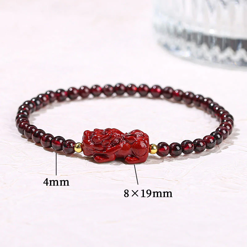 Braccialetto di protezione con perline quadrate in quarzo fragola, granato, cinabro , Buddha Stones - Image 8