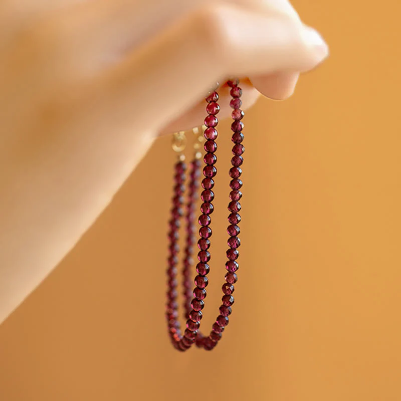 Braccialetto di protezione con perline ultrasottili di granato naturale piccolo da 3 mm Buddha Stones - Image 12