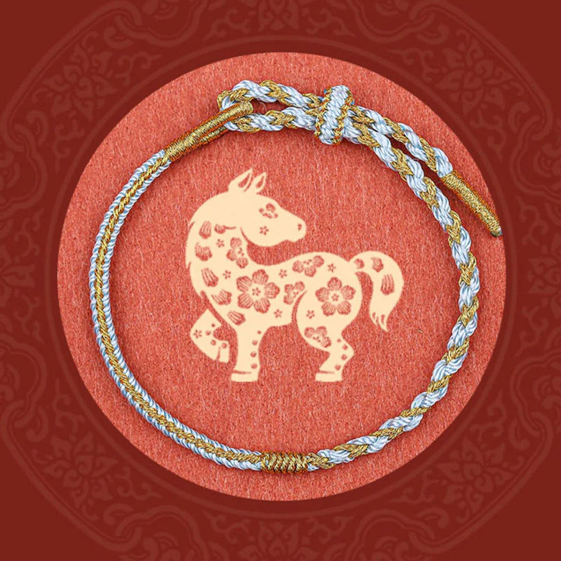 Braccialetto di protezione con treccia in corda, fatto a mano con Buddha Stones , zodiaco cinese, coniglio, gallo, topo, cavallo, drago - Image 13
