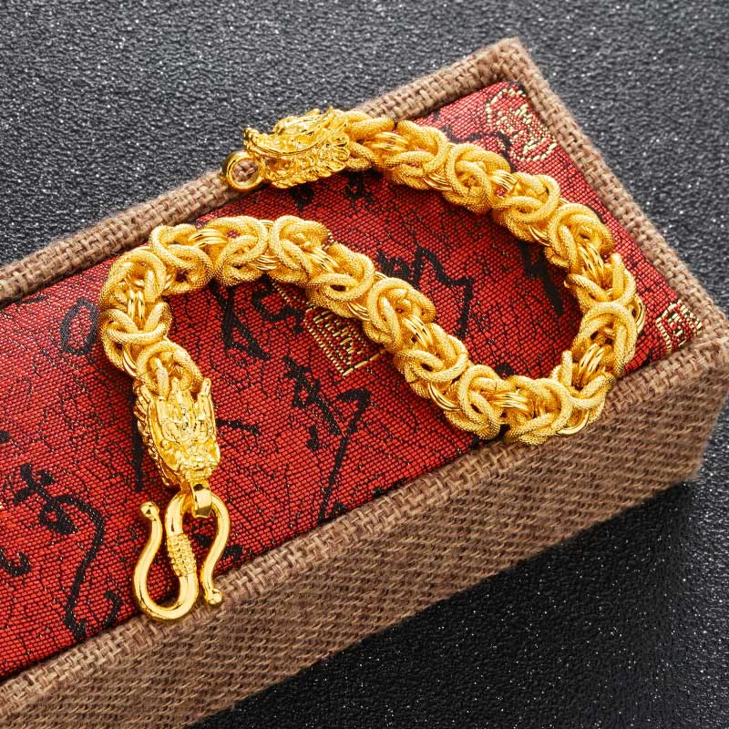Braccialetto di protezione del drago a doppia testa placcato oro 24k Buddha Stones - Image 2
