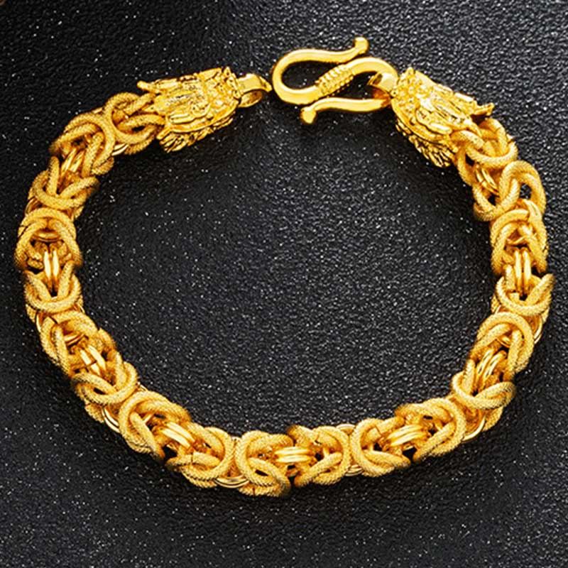 Braccialetto di protezione del drago a doppia testa placcato oro 24k Buddha Stones - Image 6