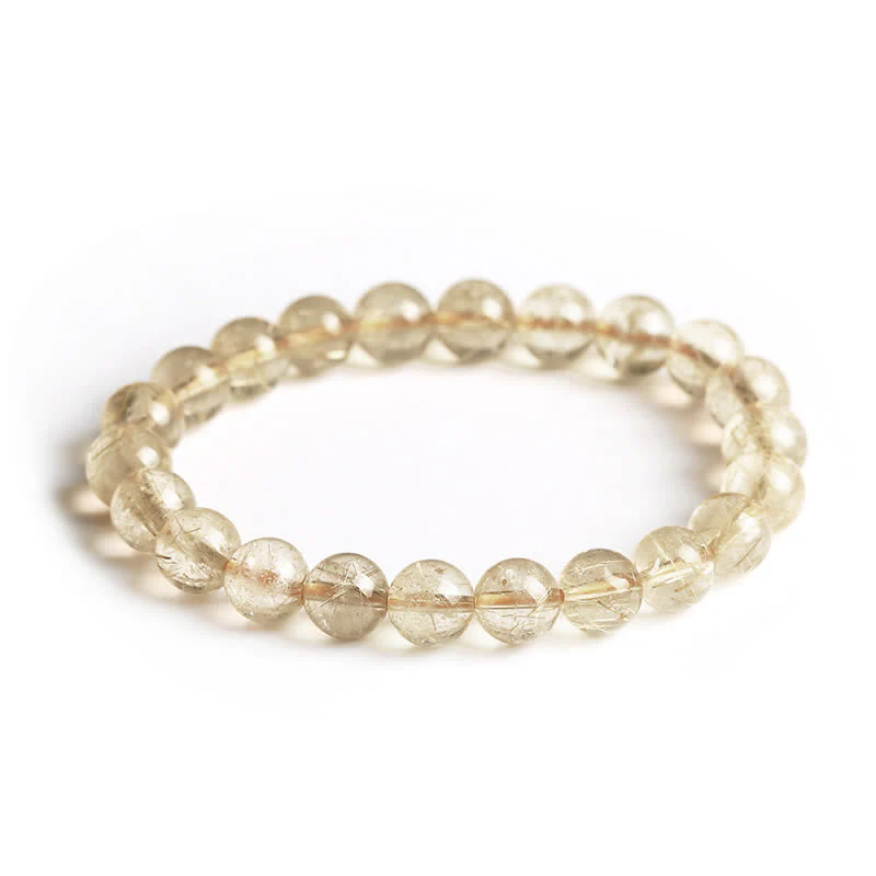 Braccialetto di protezione e buon auspicio in quarzo rutilato naturale Buddha Stones - Image 10