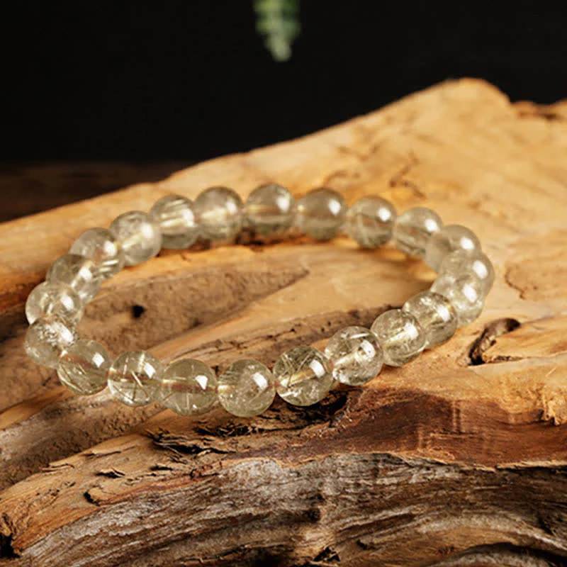 Braccialetto di protezione e buon auspicio in quarzo rutilato naturale Buddha Stones - Image 4