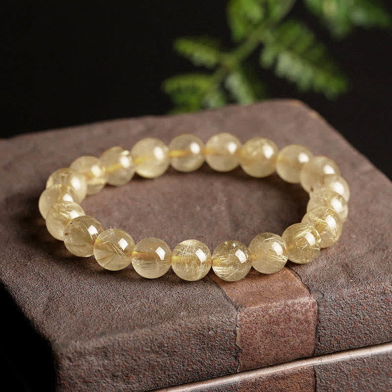 Braccialetto di protezione e buon auspicio in quarzo rutilato naturale Buddha Stones - Image 7