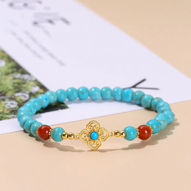Braccialetto di protezione dell'equilibrio con perline turchesi Buddha Stones - Image 2