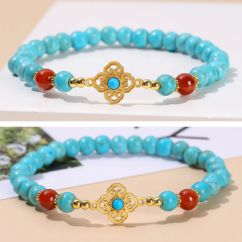 Braccialetto di protezione dell'equilibrio con perline turchesi Buddha Stones - Image 7