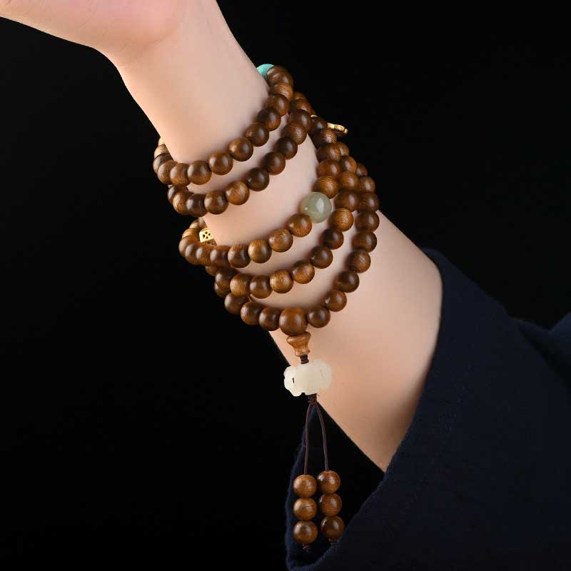 Braccialetto di protezione e calma in palissandro tibetano Buddha Stones Mala - Image 10