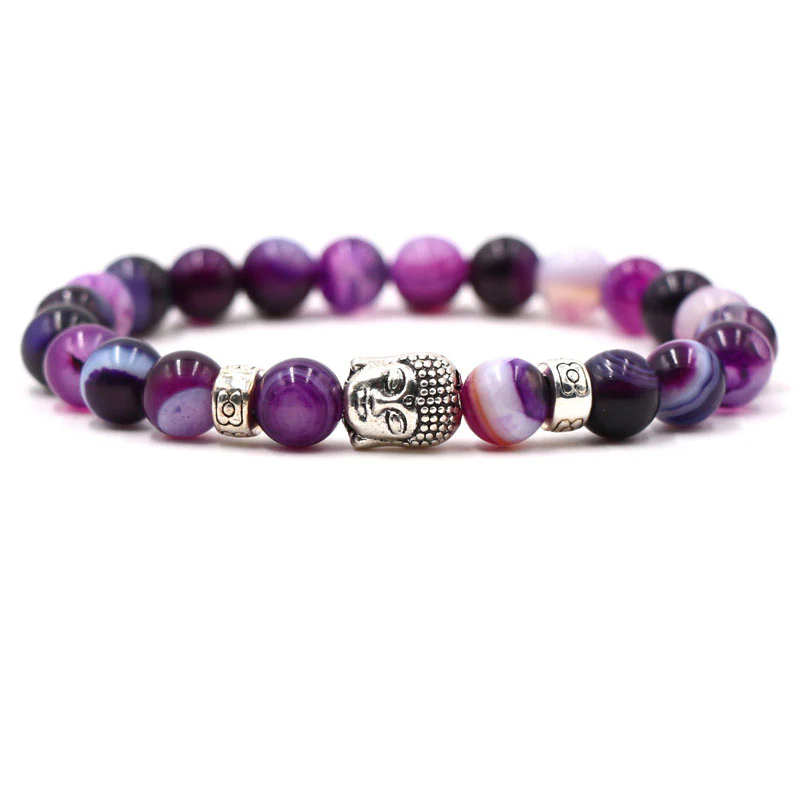 Braccialetto di protezione in agata viola Buddha Stones