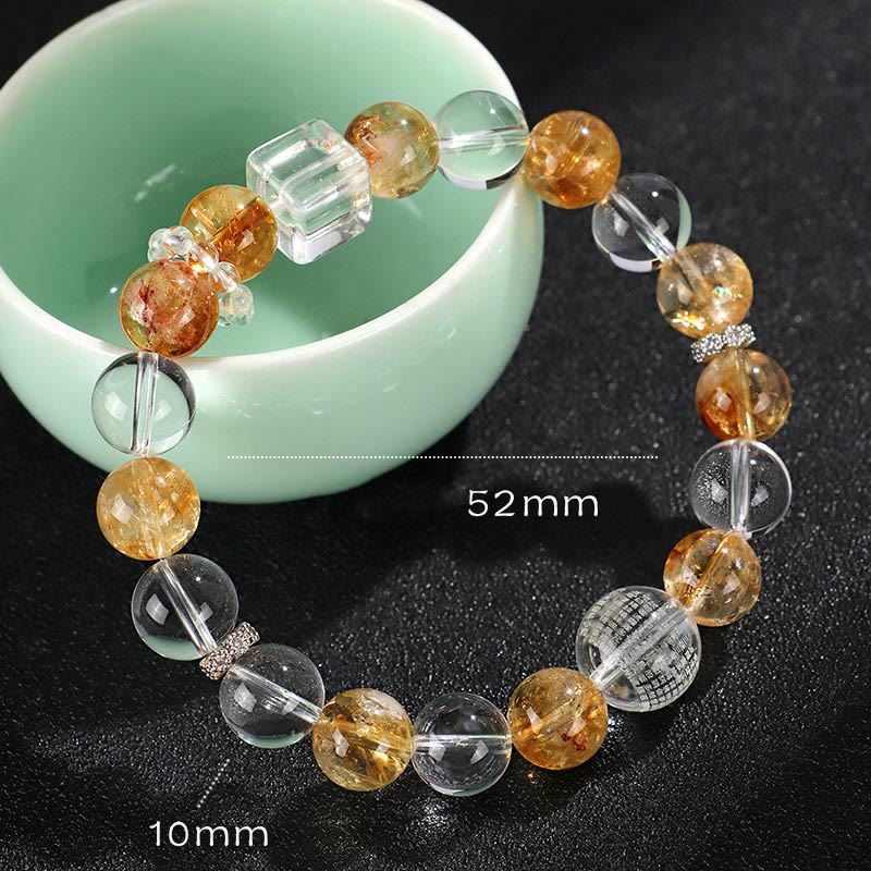 Braccialetto di protezione in cristallo bianco con perle di citrino naturale e topazio Buddha Stones - Image 10