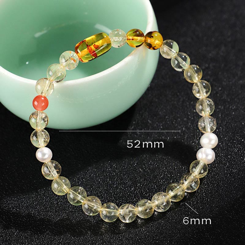 Braccialetto di protezione in cristallo bianco con perle di citrino naturale e topazio Buddha Stones - Image 2