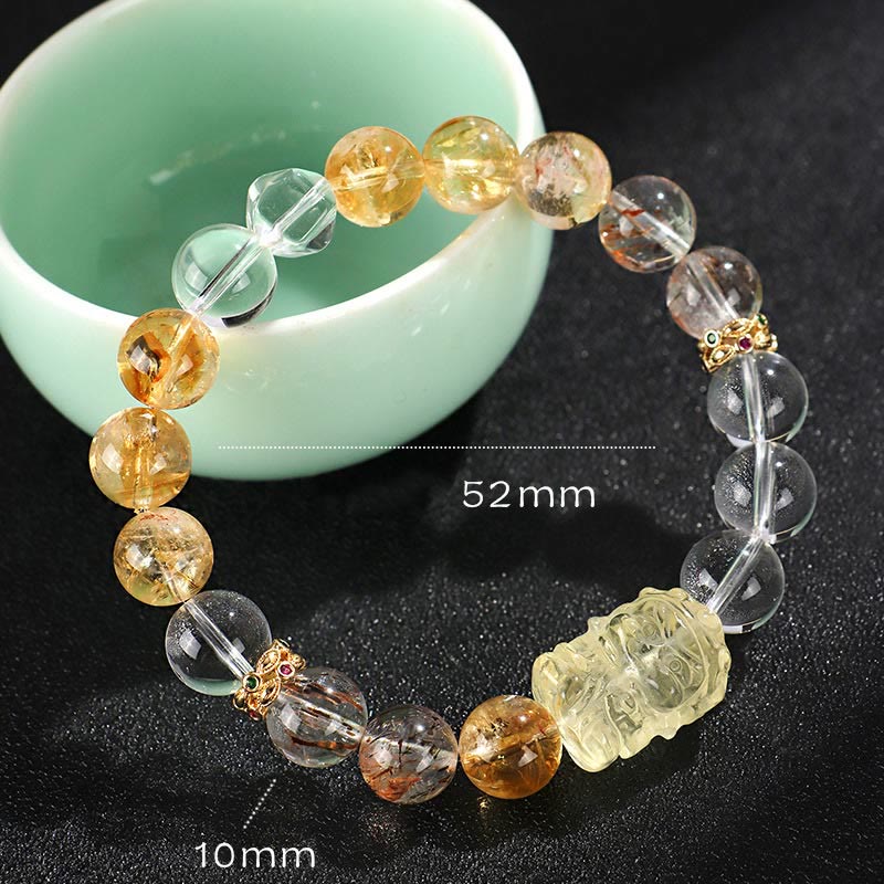 Braccialetto di protezione in cristallo bianco con perle di citrino naturale e topazio Buddha Stones - Image 7
