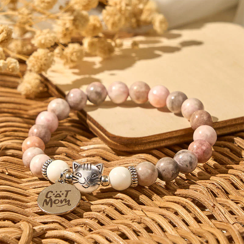 Braccialetto di protezione in diaspro zebrato con design a testa di gatto Buddha Stones - Image 5