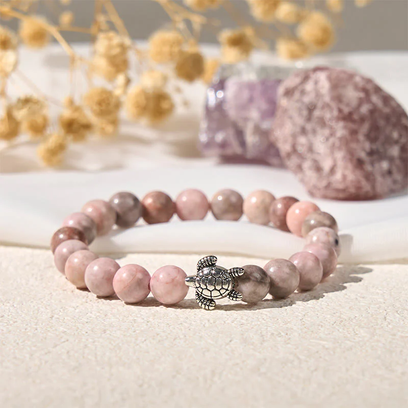 Braccialetto di protezione in diaspro zebrato con motivo tartaruga Buddha Stones - Image 2