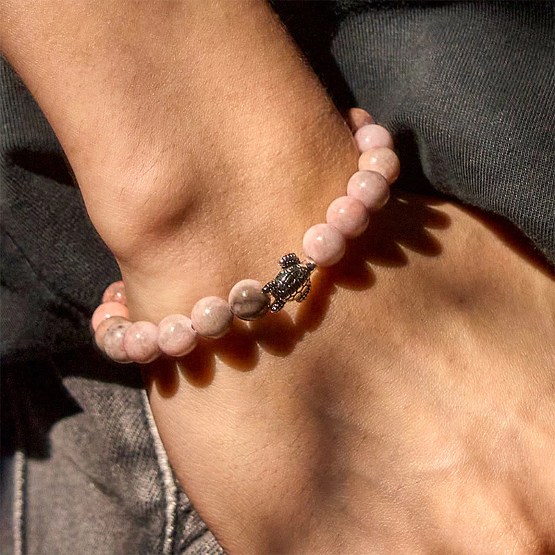 Braccialetto di protezione in diaspro zebrato con motivo tartaruga Buddha Stones - Image 7