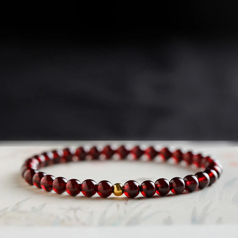 Braccialetto di protezione in granato naturale con pesce koi in oro 999 Buddha Stones - Image 11