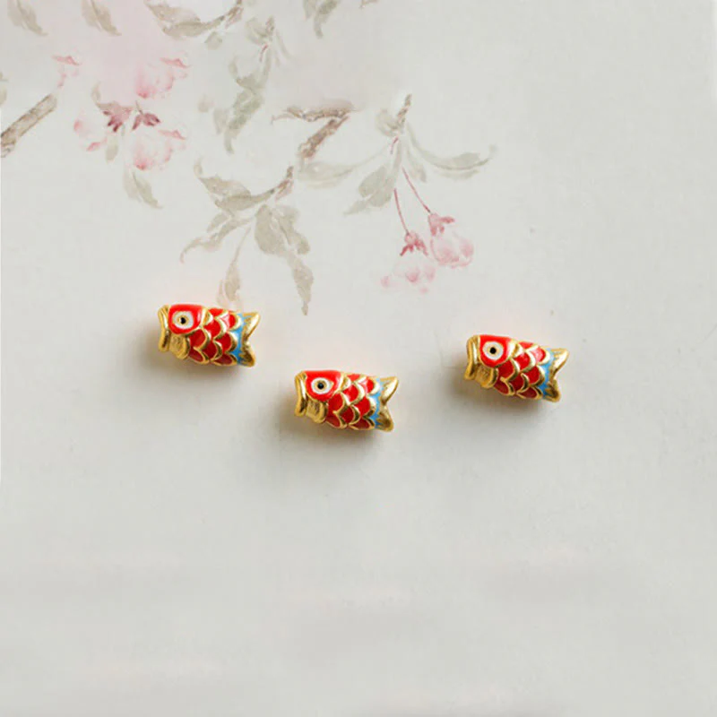 Braccialetto di protezione in granato naturale con pesce koi in oro 999 Buddha Stones - Image 15