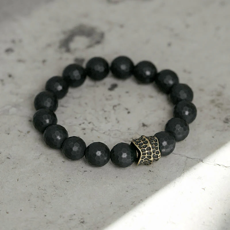 Braccialetto di protezione in ottone e rame con onice nero opaco Buddha Stones - Image 10