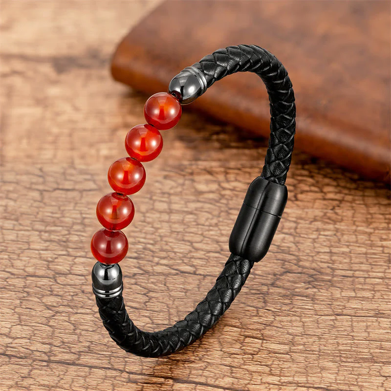 Braccialetto di protezione in pelle con perline di lapislazzuli , Buddha Stones blu, occhio di tigre, onice nero e pietra lavica - Image 15