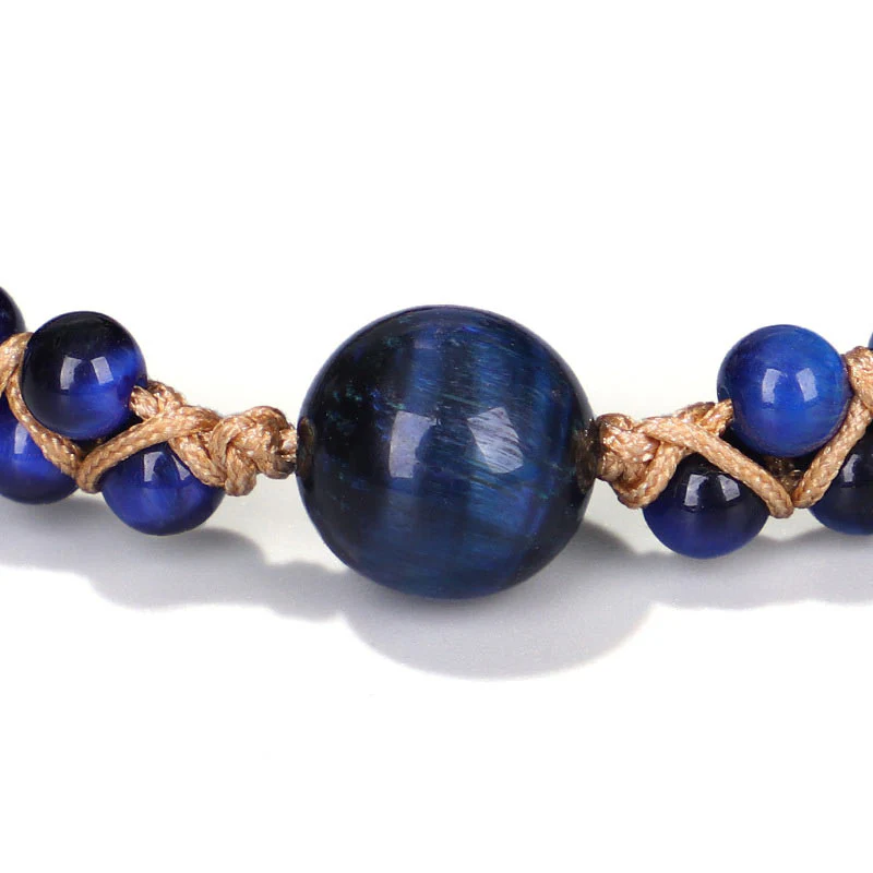 Braccialetto di protezione in pietra divina occhio di tigre blu Buddha Stones - Image 3