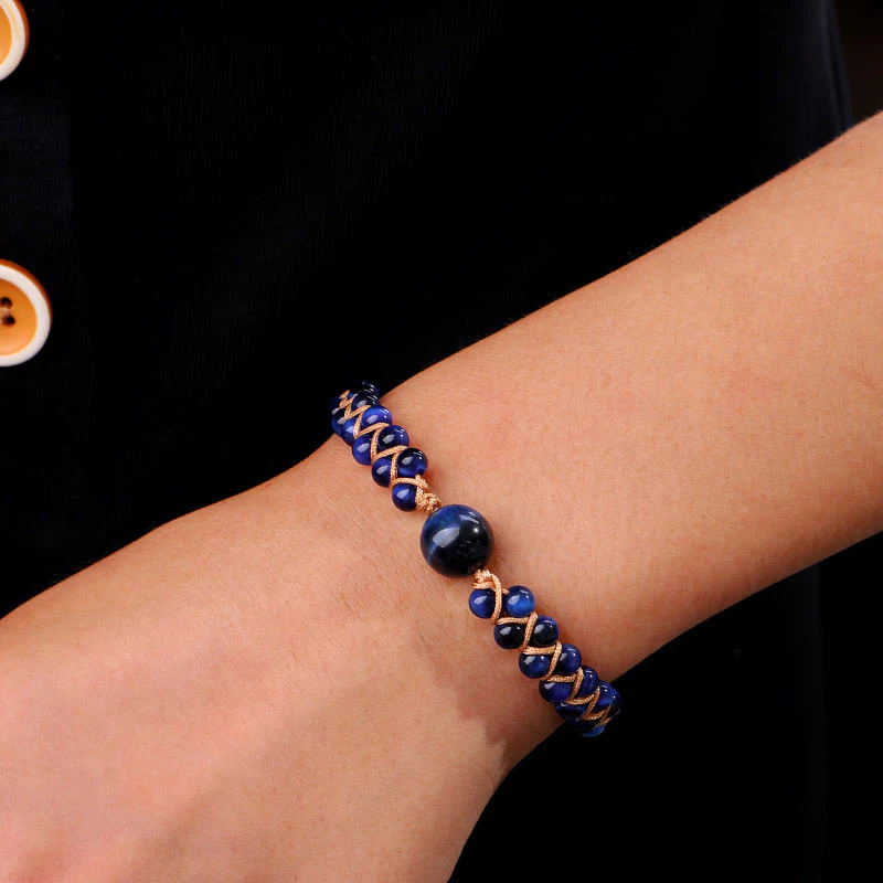 Braccialetto di protezione in pietra divina occhio di tigre blu Buddha Stones - Image 8