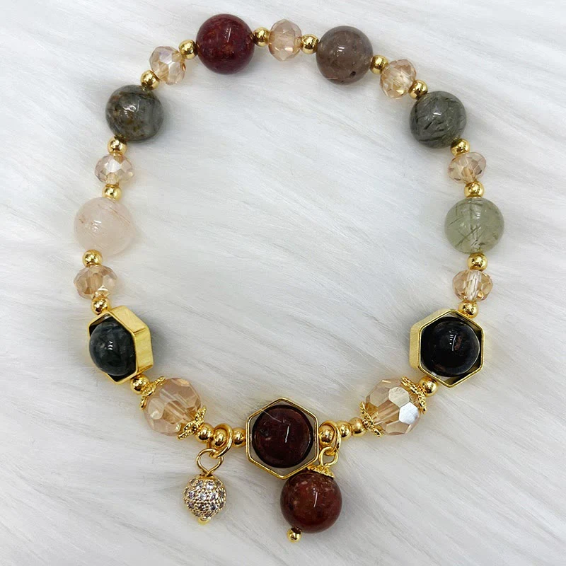 Braccialetto di protezione in quarzo rutilato colorato naturale Buddha Stones Ametista - Image 7