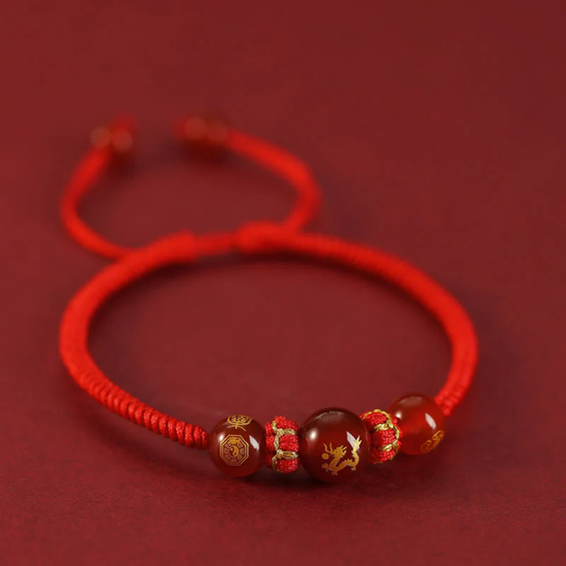 Braccialetto di protezione intrecciato con corda rossa in agata rossa fatto a mano con zodiaco cinese Buddha Stones - Image 13