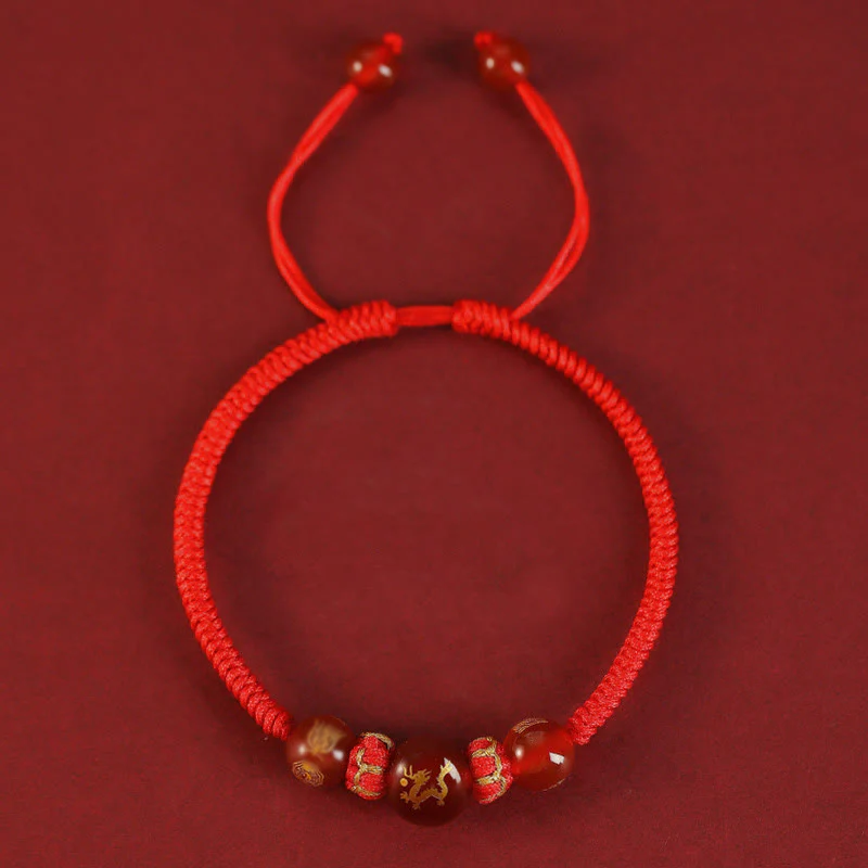 Braccialetto di protezione intrecciato con corda rossa in agata rossa fatto a mano con zodiaco cinese Buddha Stones - Image 14