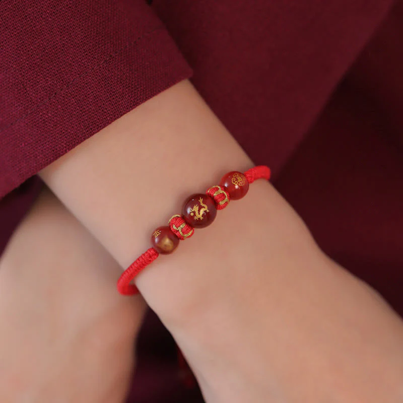 Braccialetto di protezione intrecciato con corda rossa in agata rossa fatto a mano con zodiaco cinese Buddha Stones - Image 16