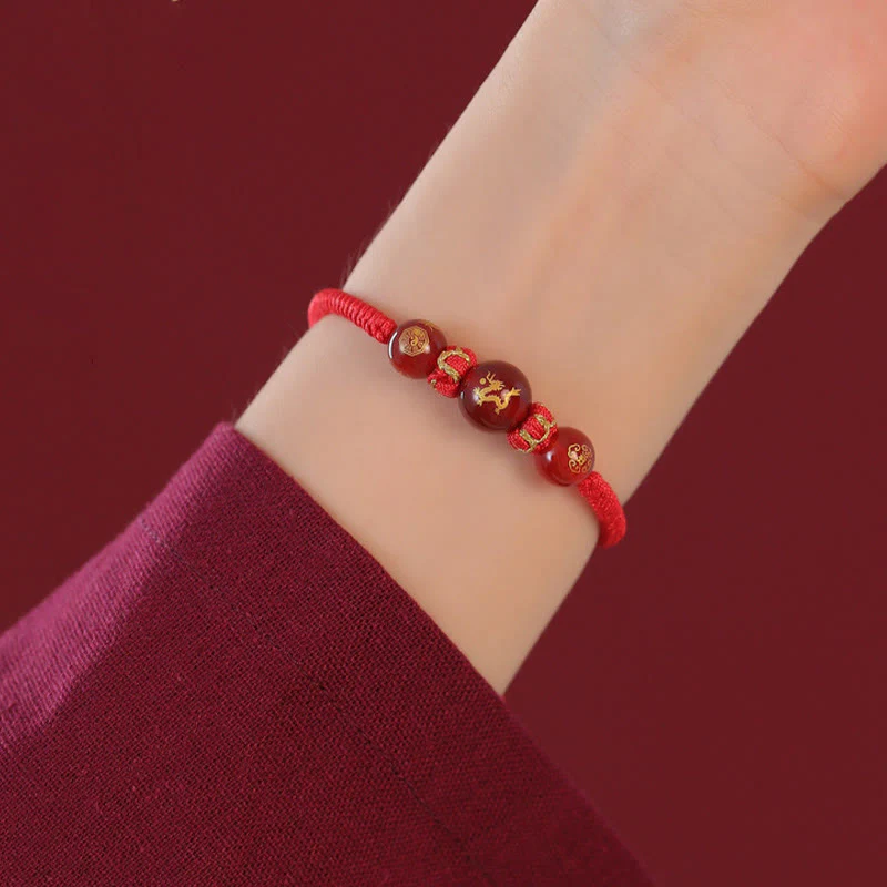 Braccialetto di protezione intrecciato con corda rossa in agata rossa fatto a mano con zodiaco cinese Buddha Stones - Image 18