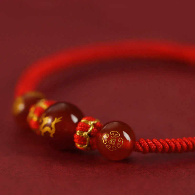 Braccialetto di protezione intrecciato con corda rossa in agata rossa fatto a mano con zodiaco cinese Buddha Stones - Image 19