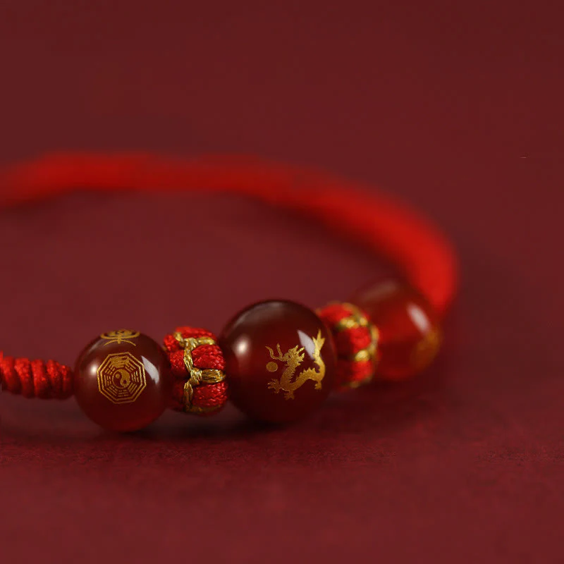 Braccialetto di protezione intrecciato con corda rossa in agata rossa fatto a mano con zodiaco cinese Buddha Stones - Image 20