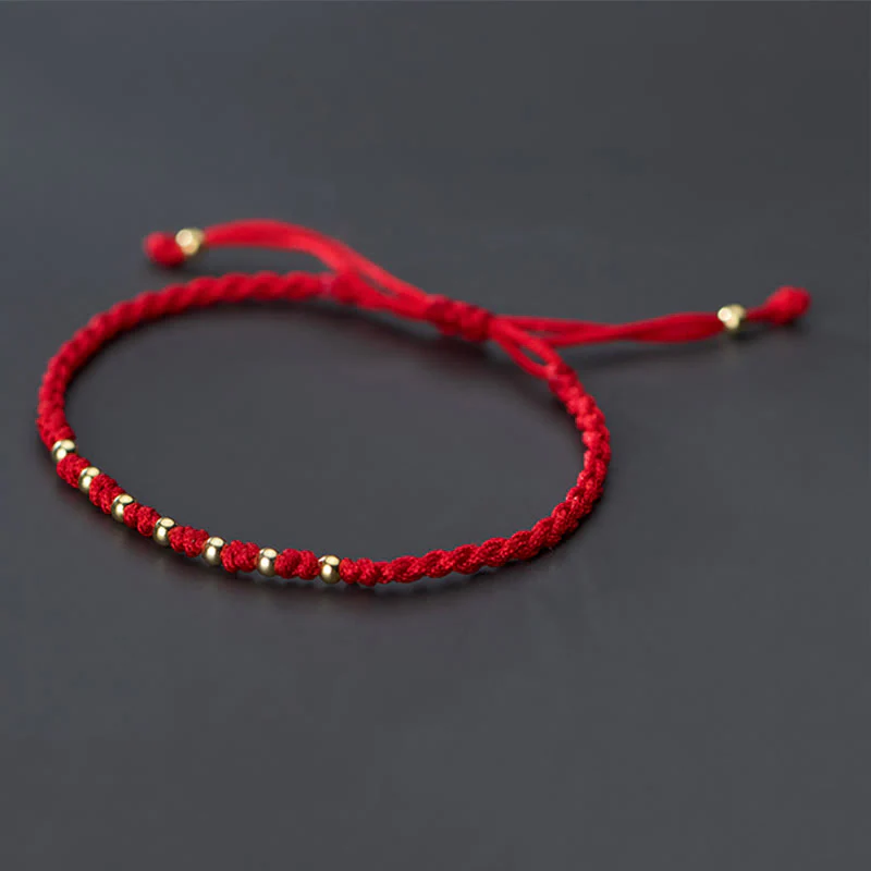 Braccialetto di protezione intrecciato con perline in argento sterling 925 placcato oro e cordino rosso Buddha Stones - Image 10