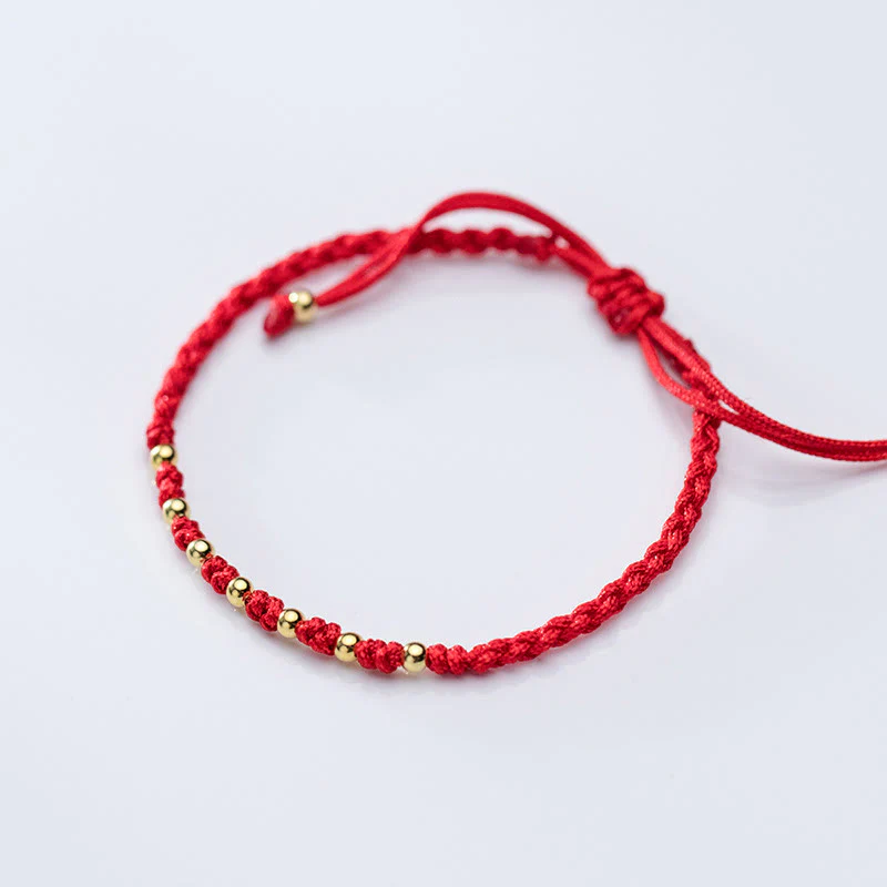 Braccialetto di protezione intrecciato con perline in argento sterling 925 placcato oro e cordino rosso Buddha Stones - Image 11