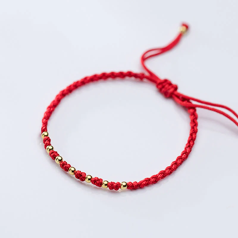 Braccialetto di protezione intrecciato con perline in argento sterling 925 placcato oro e cordino rosso Buddha Stones - Image 12