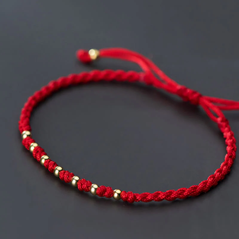 Braccialetto di protezione intrecciato con perline in argento sterling 925 placcato oro e cordino rosso Buddha Stones - Image 13