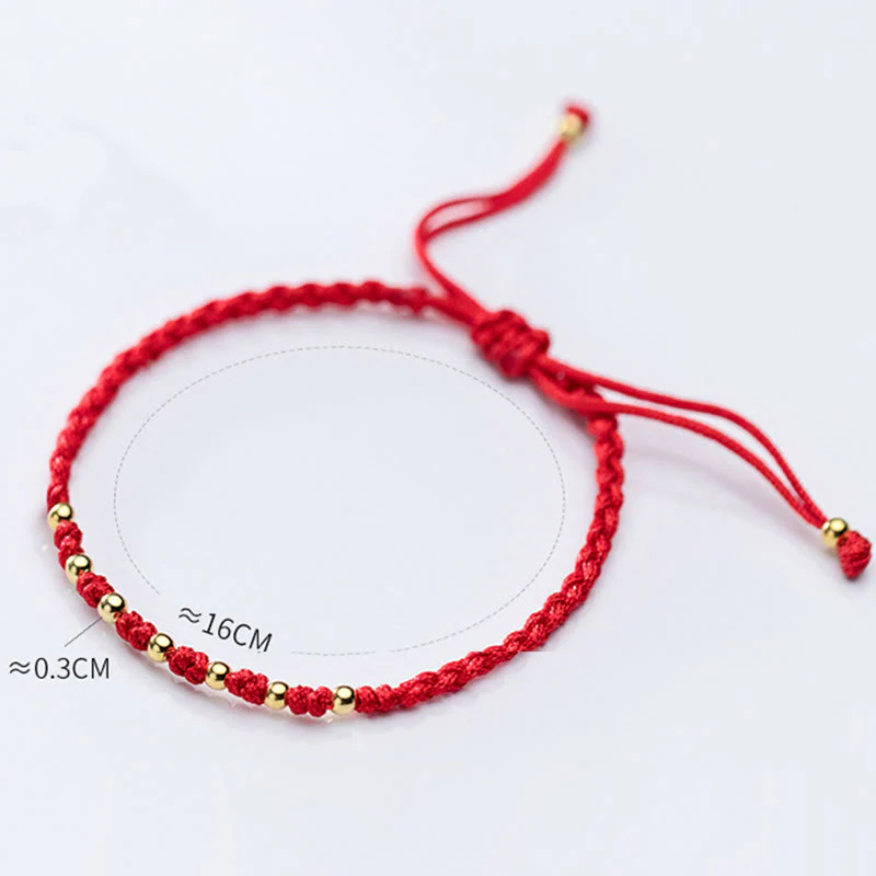 Braccialetto di protezione intrecciato con perline in argento sterling 925 placcato oro e cordino rosso Buddha Stones - Image 14
