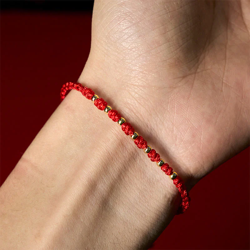 Braccialetto di protezione intrecciato con perline in argento sterling 925 placcato oro e cordino rosso Buddha Stones - Image 17
