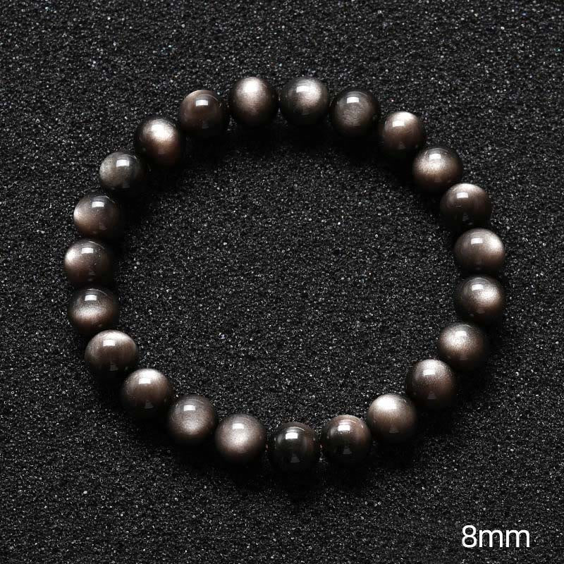 Braccialetto di protezione lenitiva in ossidiana lucida d'argento naturale Buddha Stones - Image 6