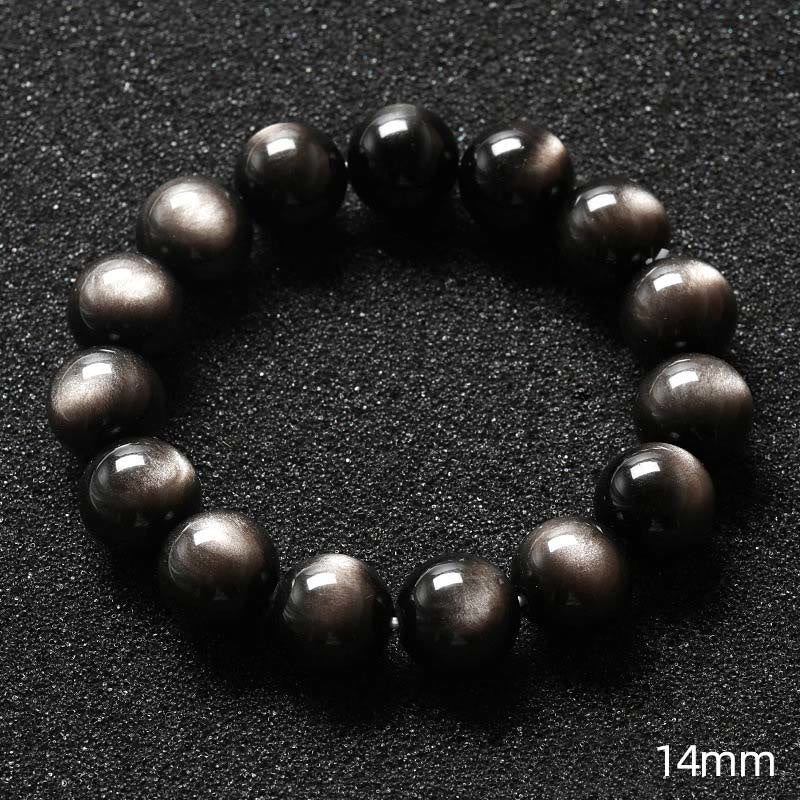 Braccialetto di protezione lenitiva in ossidiana lucida d'argento naturale Buddha Stones - Image 9