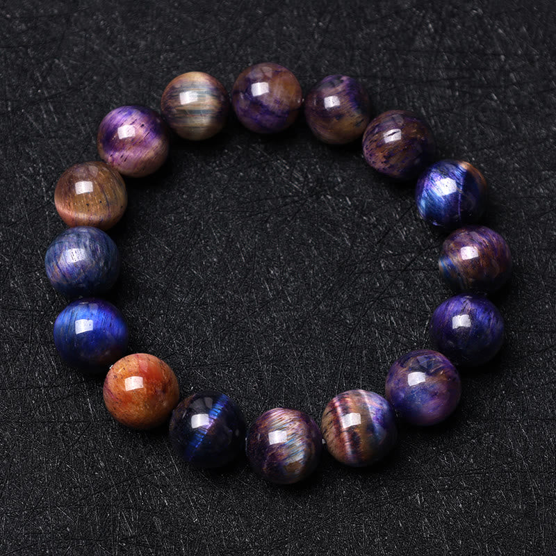 Braccialetto di protezione naturale con occhio di tigre viola Buddha Stones