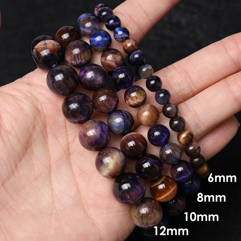 Braccialetto di protezione naturale con occhio di tigre viola Buddha Stones - Image 10