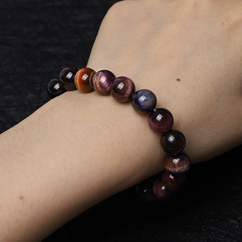 Braccialetto di protezione naturale con occhio di tigre viola Buddha Stones - Image 7