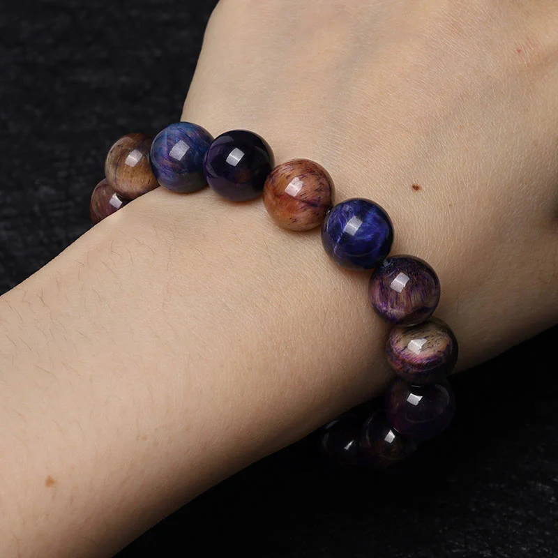 Braccialetto di protezione naturale con occhio di tigre viola Buddha Stones - Image 8