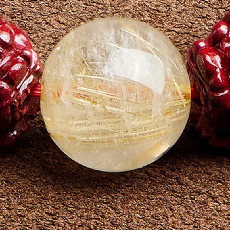 Braccialetto di protezione Om Mani Padme Hum in ossidiana lucida dorata Buddha Stones PiXiu Cinnabar - Image 14