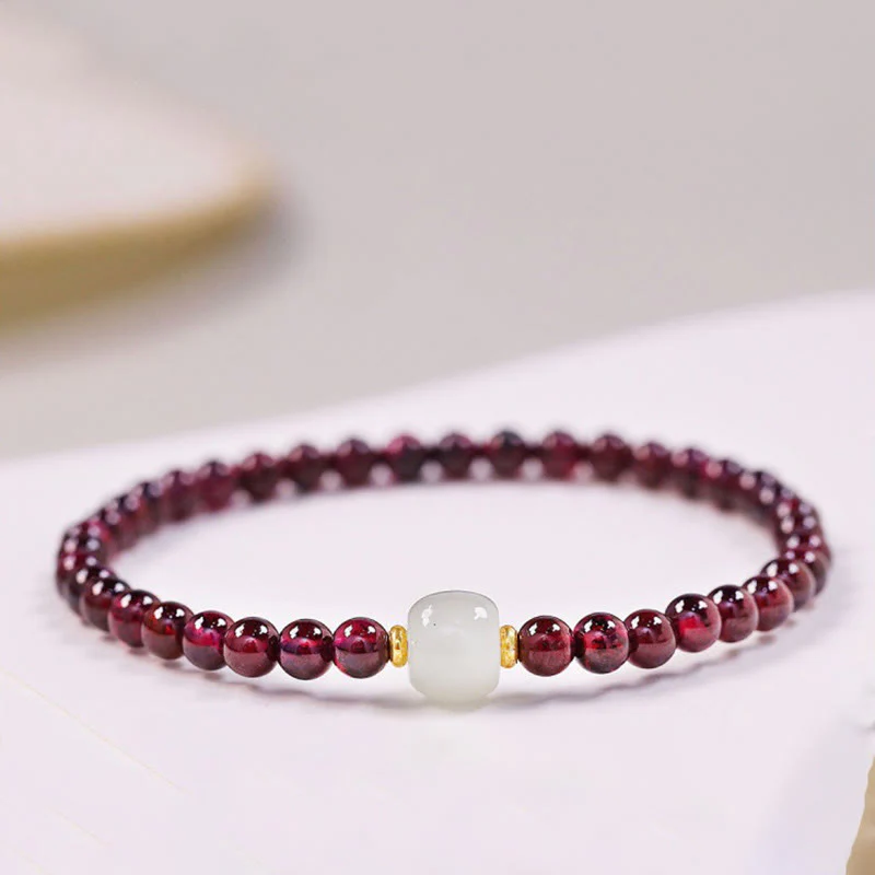 Braccialetto di purificazione con perline di giada granata naturale Buddha Stones