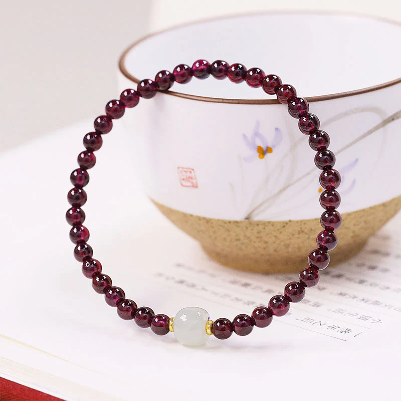 Braccialetto di purificazione con perline di giada granata naturale Buddha Stones - Image 3